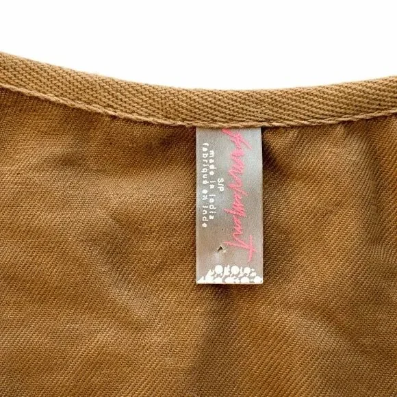 Free People Utility Cargo Vest Womens Small Tan Boho Zip Pockets Military Safari - Picture 5 of 7